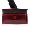 FURI Crocodile Skin Clutch Bag, Shiny Burgundy, 30 cm