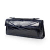 FURI Crocodile Skin Clutch Bag, Shiny Dark Blue, 30 cm