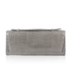 FURI Crocodile Skin Clutch Bag, Shiny Grey, 30 cm