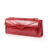 FURI Crocodile Skin Clutch Bag, Shiny Red, 30 cm