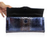 FURI Python Skin Clutch Bag, Metallic Blue, 30 cm