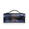 FURI Python Skin Clutch Bag, Metallic Blue, 30 cm