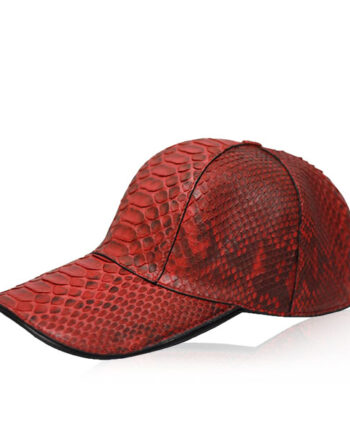 Python Leather Hat , Red & Black