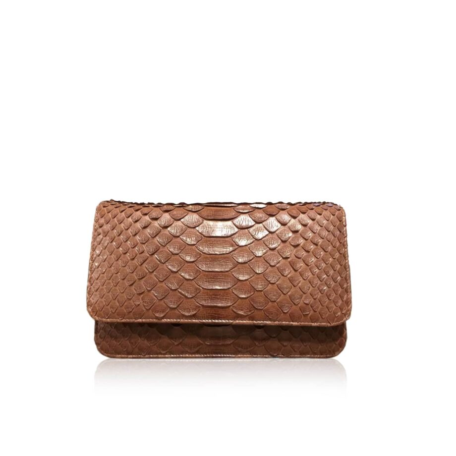 Python Leather Sling Bag BARZAAR, Brown