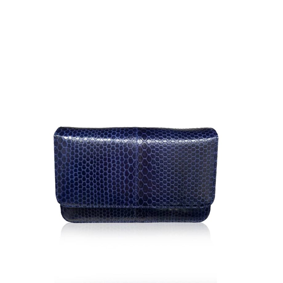 Sea Snake Leather Sling Bag BARZAAR, Navy Blue