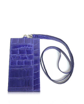 iPhone Wallet With Strap, Crocodile Belly, Blue