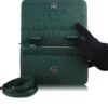 Barzaar Top Handle Green Ostrich Leather Clutch Bag