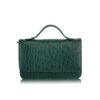 Barzaar Top Handle Green Ostrich Leather Clutch Bag