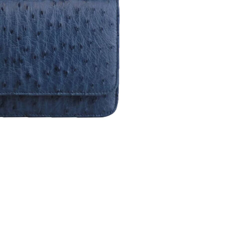 Barzaar Top Handle Navy Blue Ostrich Leather Clutch Bag