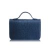 Barzaar Top Handle Navy Blue Ostrich Leather Clutch Bag