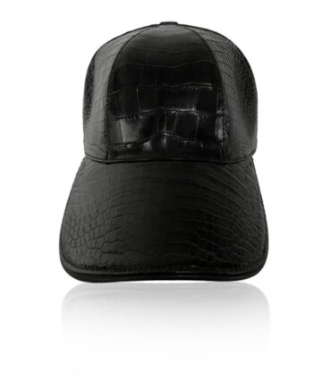 Crocodile Belly Leather Hat, Black
