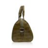 Crocodile Hornback Leather Handbag PILLODY, Olive Green , Size 23 cm