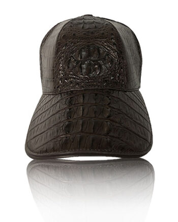 Crocodile Hornback Leather Hat, Brown