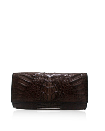 Crocodile Leather Clutch Bag, LUANA, Brown, Size 25 cm