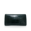 Crocodile Leather Clutch Bag, LUANA, Dark Green, Size 28 cm