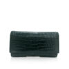 Crocodile Leather Clutch Bag, LUANA, Dark Green, Size 28 cm