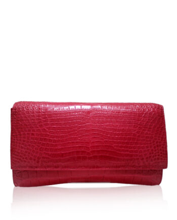 Crocodile Leather Clutch Bag, LUANA, Pink, Size 28 cm