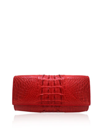 Crocodile Leather Clutch Bag, LUANA, Red, Size 25 cm