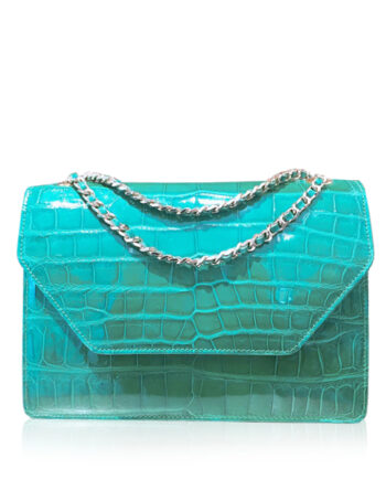 Crocodile Leather Sling Bag DIAMOND, Shiny Green, Size 25