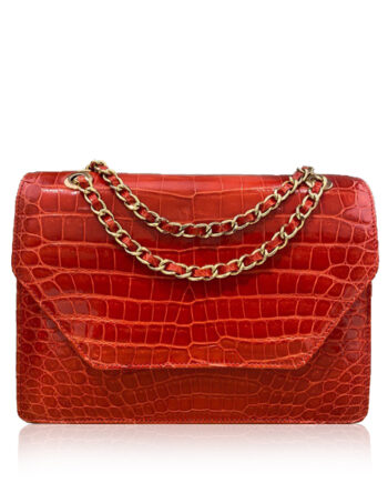 Crocodile Leather Sling Bag DIAMOND, Shiny Red, Size 25