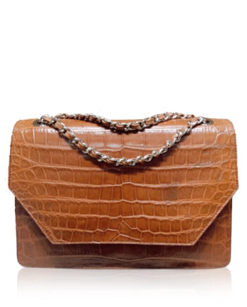 Crocodile Leather Sling Bag DIAMOND, Tan, Size 25