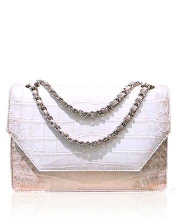 Crocodile Leather Sling Bag DIAMOND, White Himalayan, Size 25