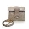 FOTO, Crocodile Leather Handbag, Shiny Light Grey
