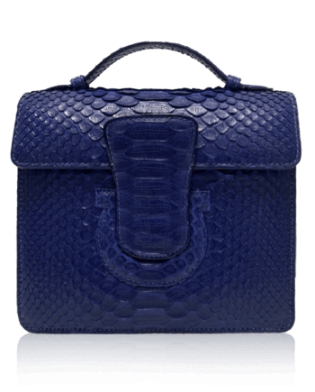 "FOTO" Python Skin Handbag, Matte Royal Blue, Size 20