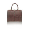 "GOLDMAS" Python Skin Handbag, Matte Burgundy, Size 19