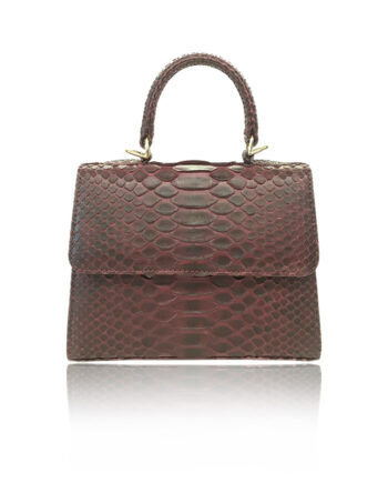 "GOLDMAS" Python Skin Handbag, Matte Burgundy, Size 19