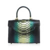 MARYAS Python Belly Leather Handbag, Metalic Green, Size 21