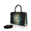 MARYAS Python Belly Leather Handbag, Metalic Green, Size 21