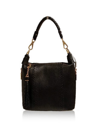 MASTANG, Python Back Skin Handbag, Size 20, Black