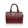"PILLODY"Crocodile Belly Leather Handbag, Matte Burgundy, Size 23