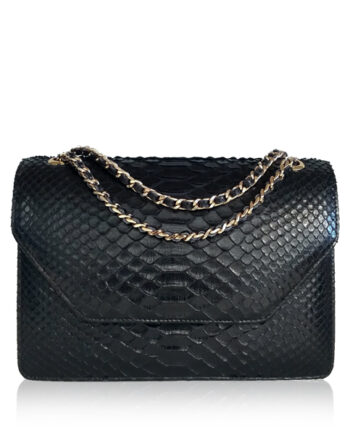 Python Leather Sling Bag DIAMOND, Black, Size 25
