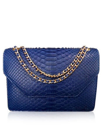 Python Leather Sling Bag DIAMOND, Blue, Size 25