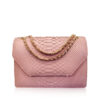 Python Leather Sling Bag DIAMOND, Pink Cream, Size 25