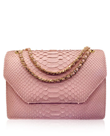 Python Leather Sling Bag DIAMOND, Pink Cream, Size 25