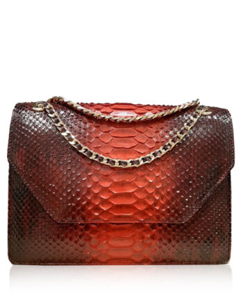 Python Leather Sling Bag DIAMOND, Red & Black, Size 25