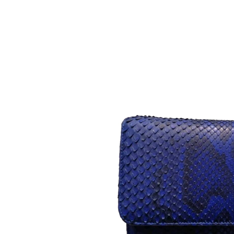 Barzaar Blue Jean & Black Python Clutch Bag