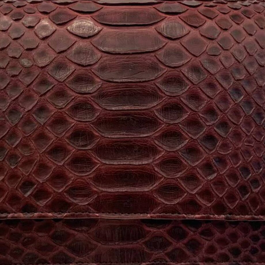 Barzaar Matte Burgundy Python Leather Clutch Bag