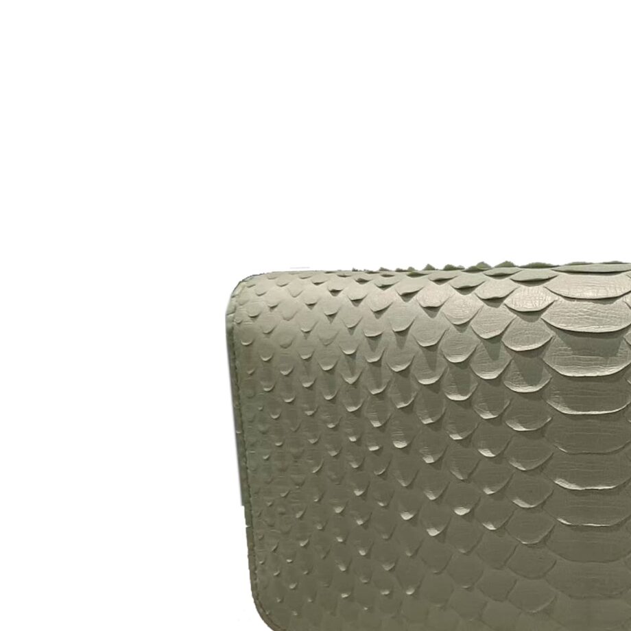 Barzaar Matte Grey Python Leather Clutch Bag