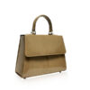 Goldmas Cobra Leather Handbag, Shiny Beige, Size 21