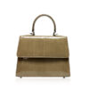 Goldmas Cobra Leather Handbag, Shiny Beige, Size 21