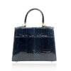 "Goldmas" Cobra Leather Handbag, Shiny Metallic Blue Limited, Size 21