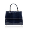 "Goldmas" Cobra Leather Handbag, Shiny Metallic Blue Limited, Size 21