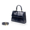 "Goldmas" Cobra Leather Handbag, Shiny Metallic Blue Limited, Size 21