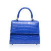 Goldmas Crocodile Leather Handbag, Matte Blue Jean, Size 21