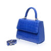 Goldmas Crocodile Leather Handbag, Matte Blue Jean, Size 21