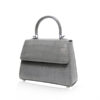 Goldmas Crocodile Leather Handbag, Matte Grey, Size 21